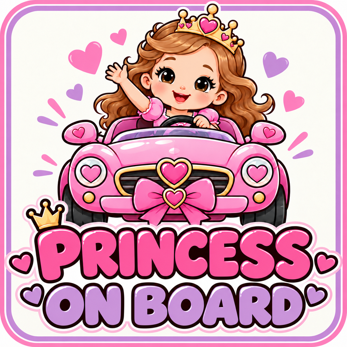 Princess on Board Car Sticker 15 × 15 cm – ST-AR-1005 English design