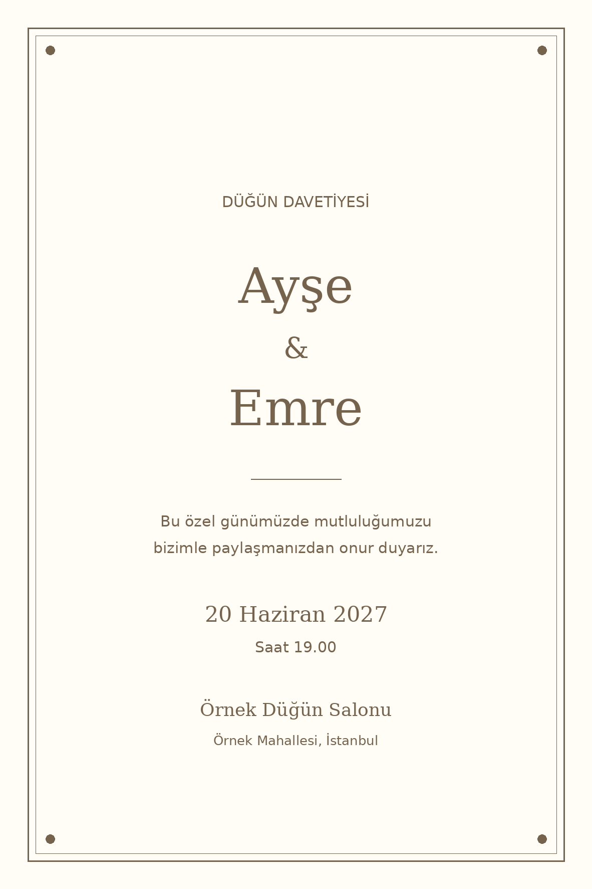 Beyaz Zarafet düğün davetiyesi