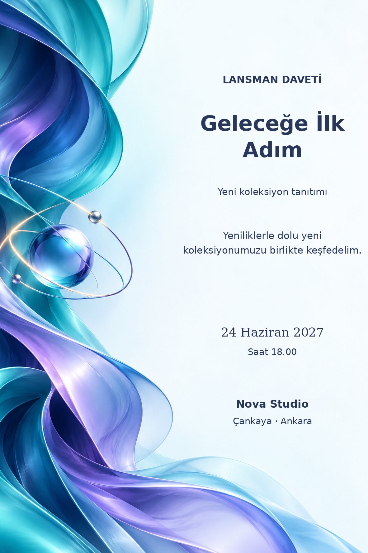 Geleceğe İlk Adım Ürün Lansmanı davetiyesi düz tasarım — 100 adet, zarfsız