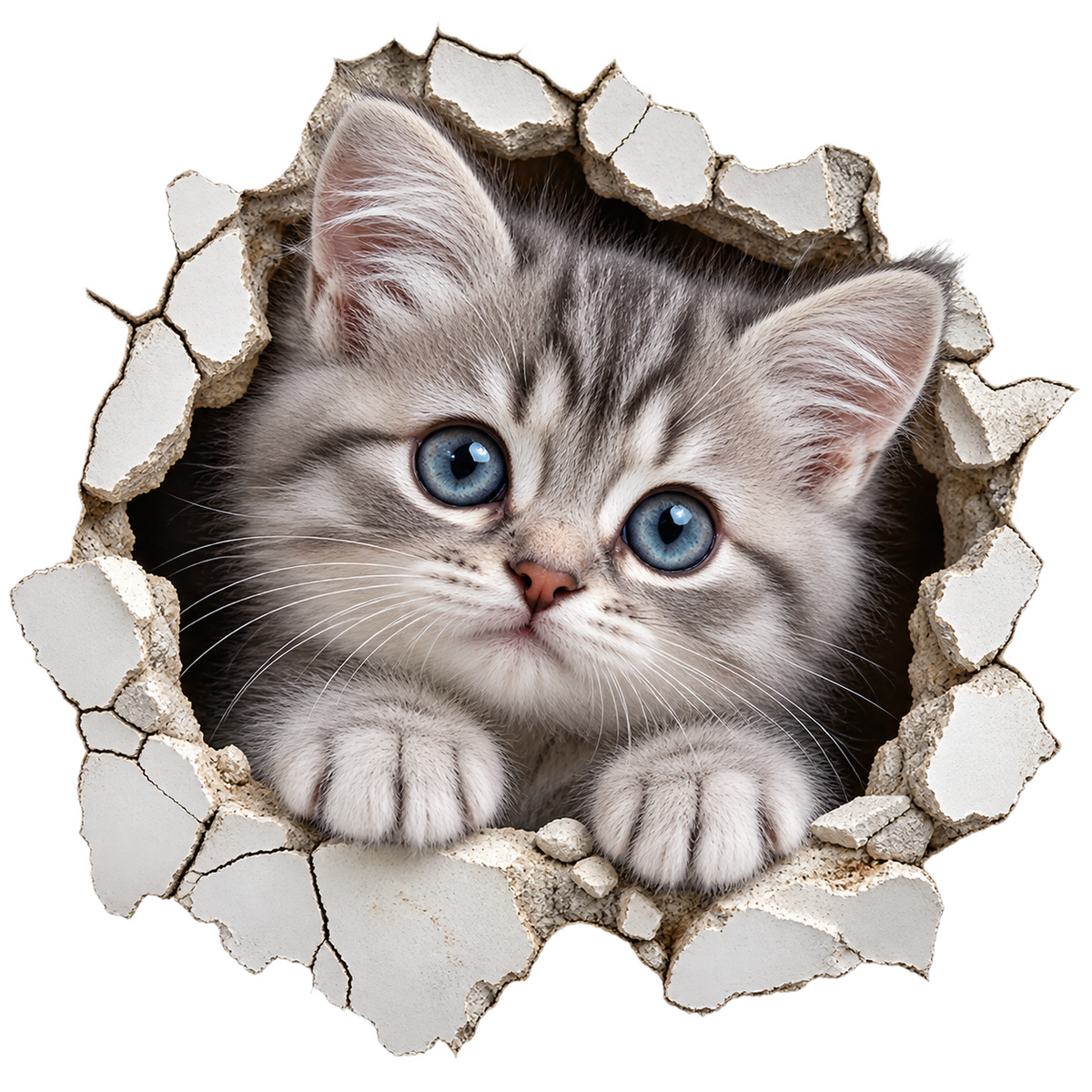 Maviş Kırık Duvar Kedi Priz Sticker – ST-PR-CAT-1002 düz tasarım