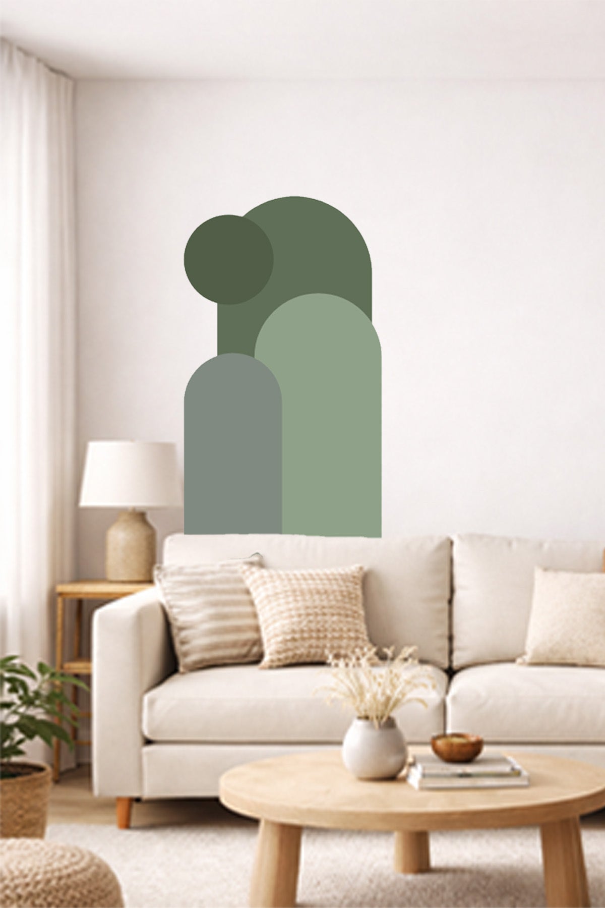 Bohem 3 'lü Oval ve Daire Figürlü Duvar Sticker Seti - Renk-7