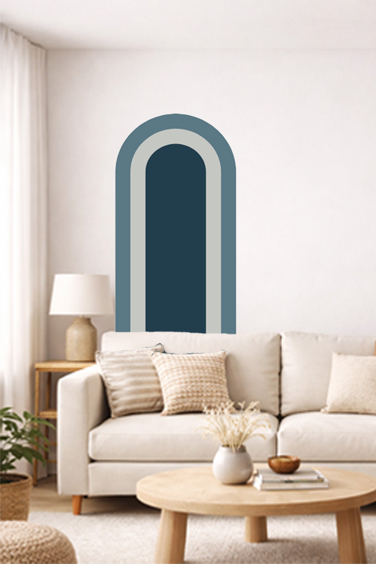 Bohem İç İçe Renkler Tarz Oval Duvar Sticker Seti - Renk-5
