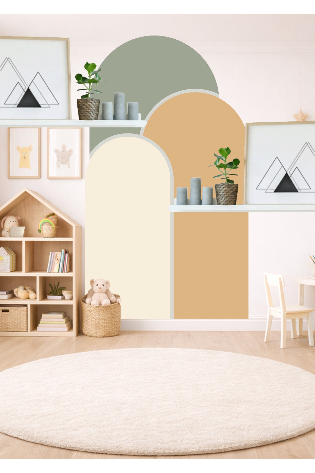 Boho Oval Kemer Çizgili 3’lü Duvar Sticker Seti - Renk-4