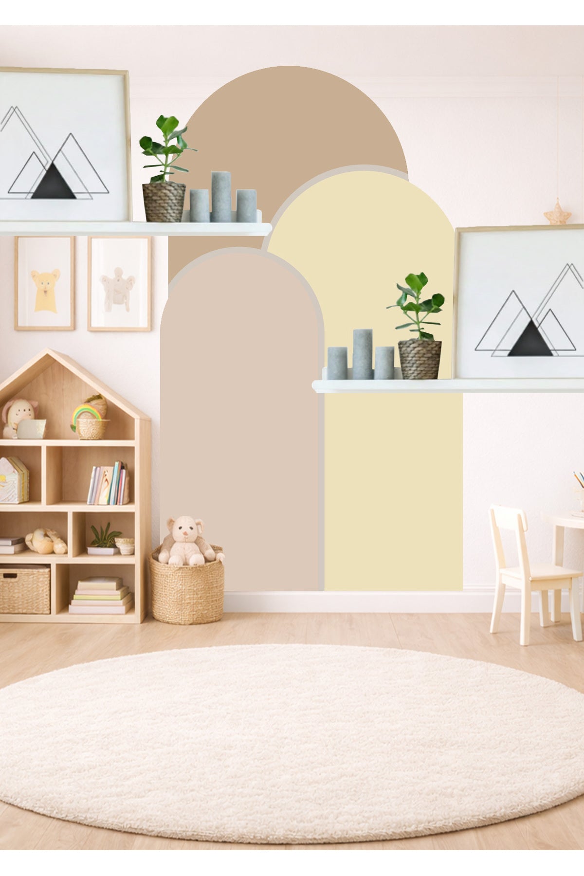 Boho Oval Kemer Çizgili 3’lü Duvar Sticker Seti - Renk-5