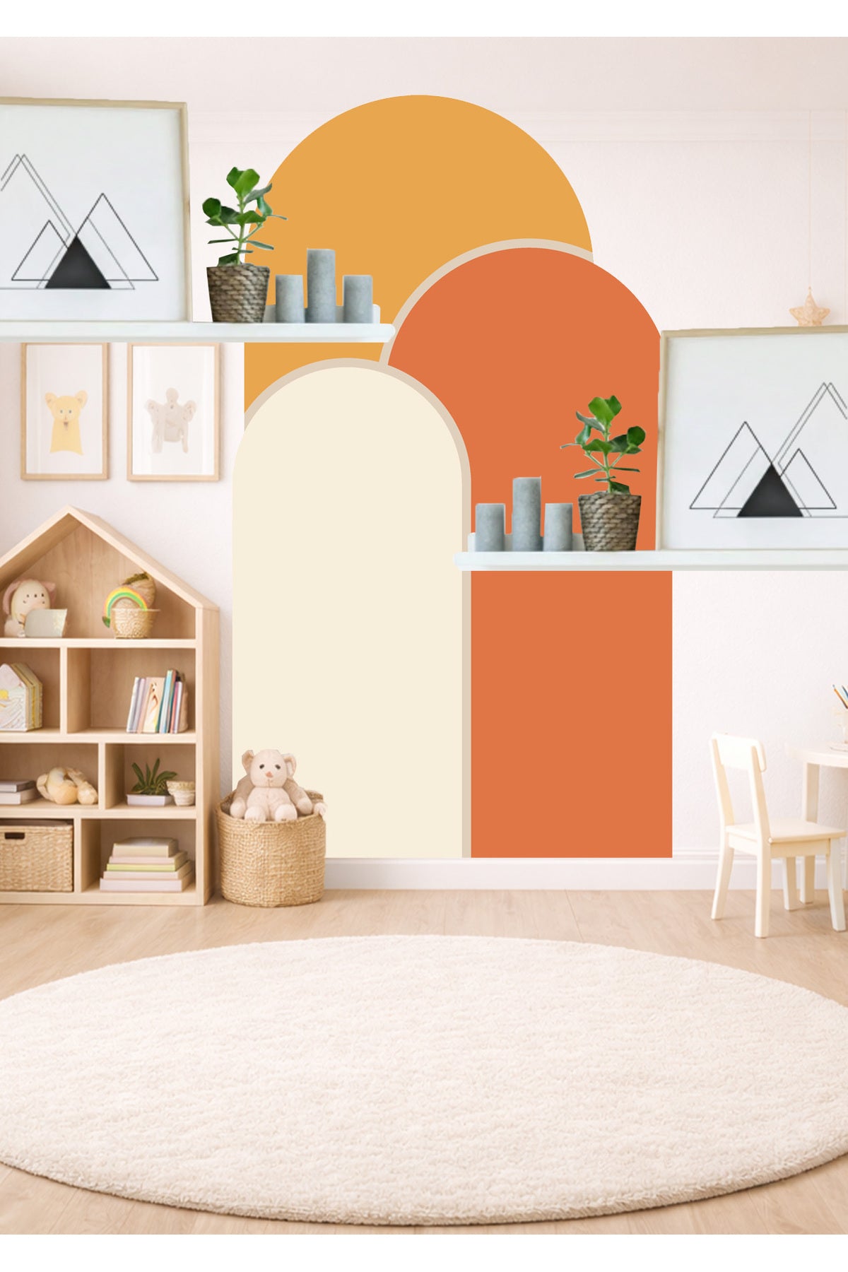 Boho Oval Kemer Çizgili 3’lü Duvar Sticker Seti - Renk-6