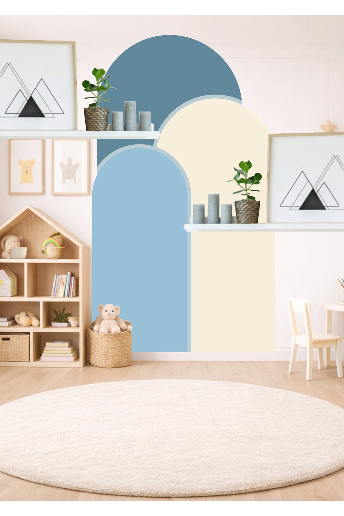 Boho Oval Kemer Çizgili 3’lü Duvar Sticker Seti - Renk-9