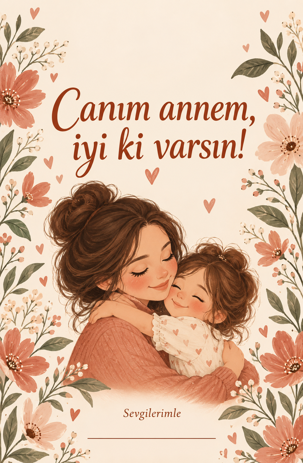 Canım Annem Anneler Günü karton hediye etiketi baskı tasarımı