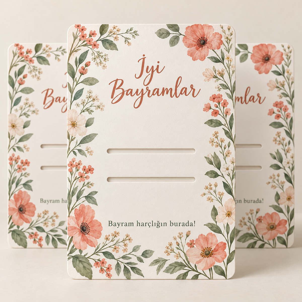 Çiçekli Bayram Bayram harçlık kartı 10×15 cm, 10’lu paket