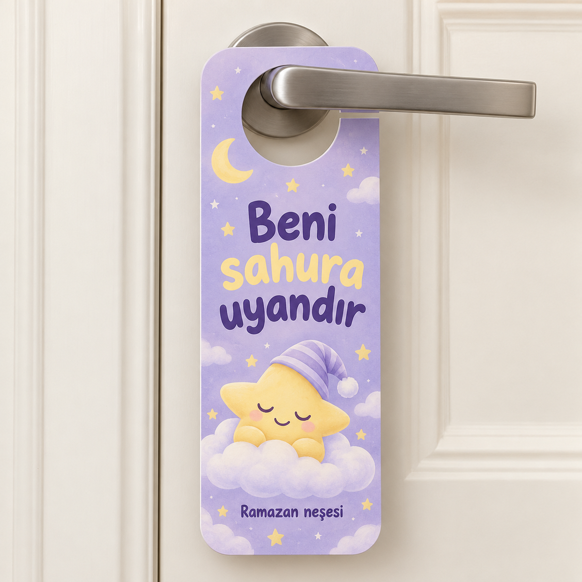 Uykucu Yıldız Beni sahura uyandır karton kapı askısı