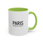 Paris Coordinates Accent Coffee Mug — City Travel Souvenir (11/15oz)