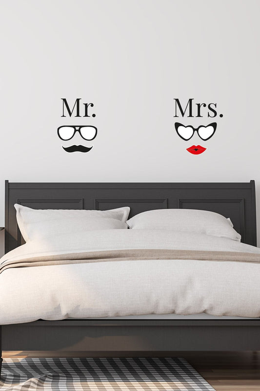Mr. Mrs. Yatak Odası Başlık Sticker Seti