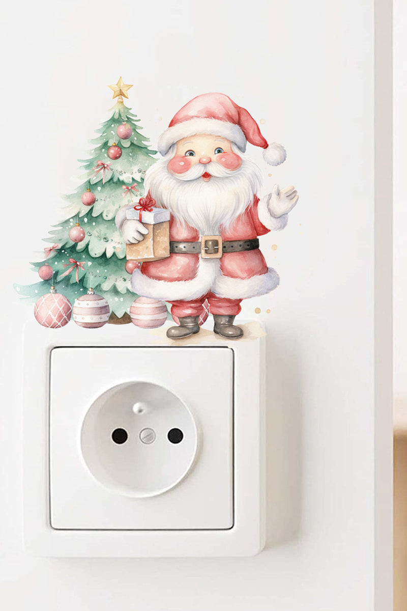 Priz Yılbaşı Noel Baba Yılbaşı Ağacı Dekoratif Priz Süsleme Sticker