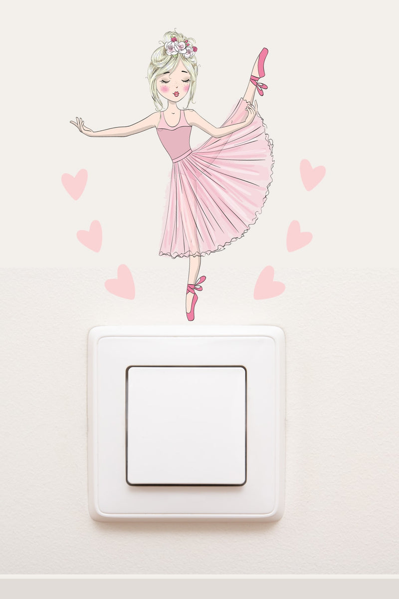 Pembe Balerin Dekoratif Priz Sticker
