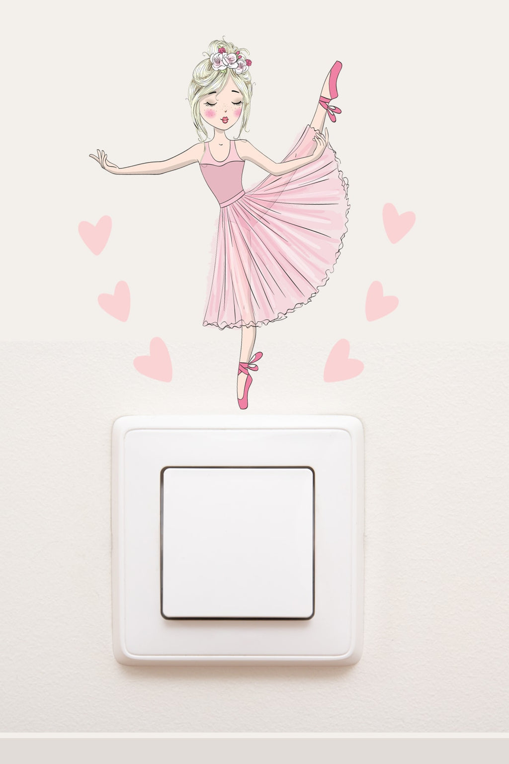 Pembe Balerin Dekoratif Priz Sticker