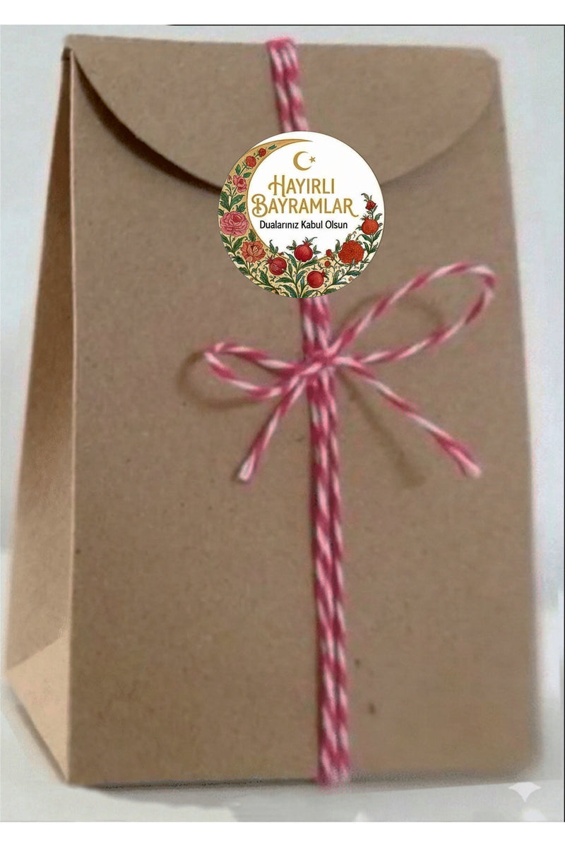 Hayırlı Bayramlar yazılı, Paketleme Kutularına Özel Tasarım Etiketler 4 cm Çapında 15 Adet Etiket