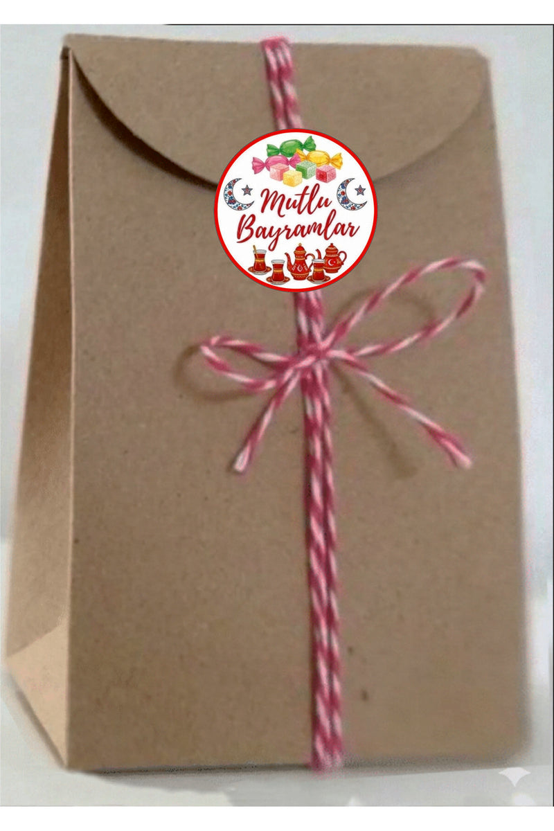Mutlu Bayramlar yazılı, Paketleme Kutularına Özel Tasarım Etiketler 4 cm Çapında 15 Adet Etiket