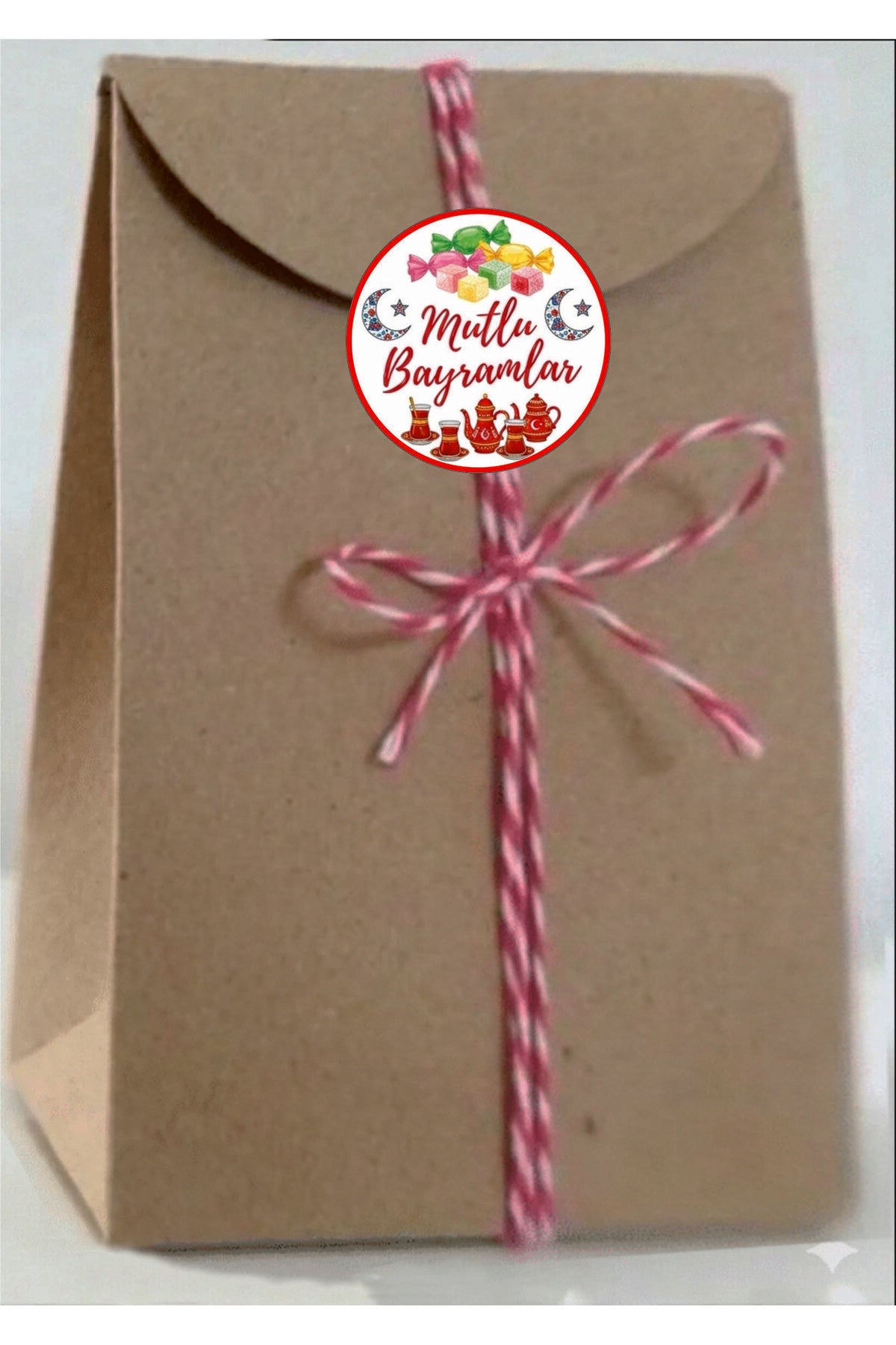 Mutlu Bayramlar yazılı, Paketleme Kutularına Özel Tasarım Etiketler 4 cm Çapında 15 Adet Etiket