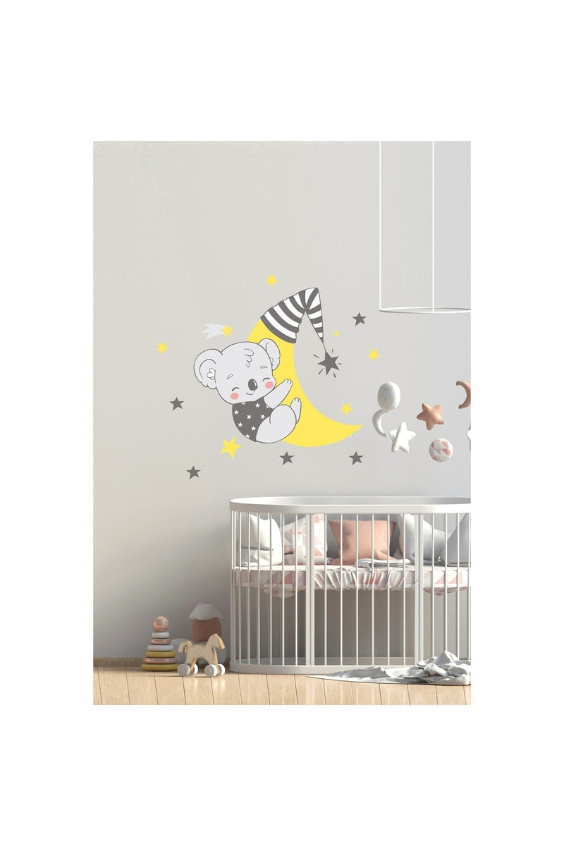 - Sim37 - Bebek Koala Ve Ay Duvar Sticker Seti Renkli