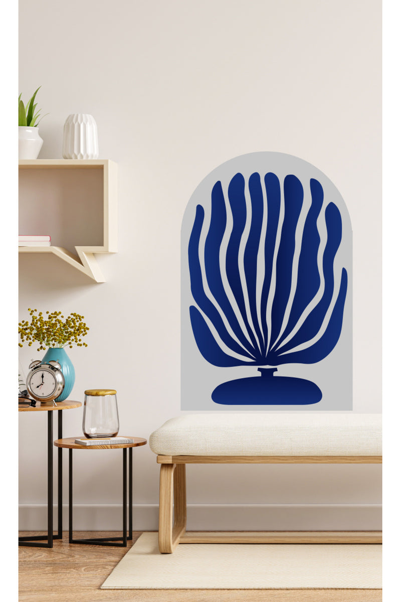 Bohem Mavi Yapraklar Arch Dekoratif Duvar Sticker