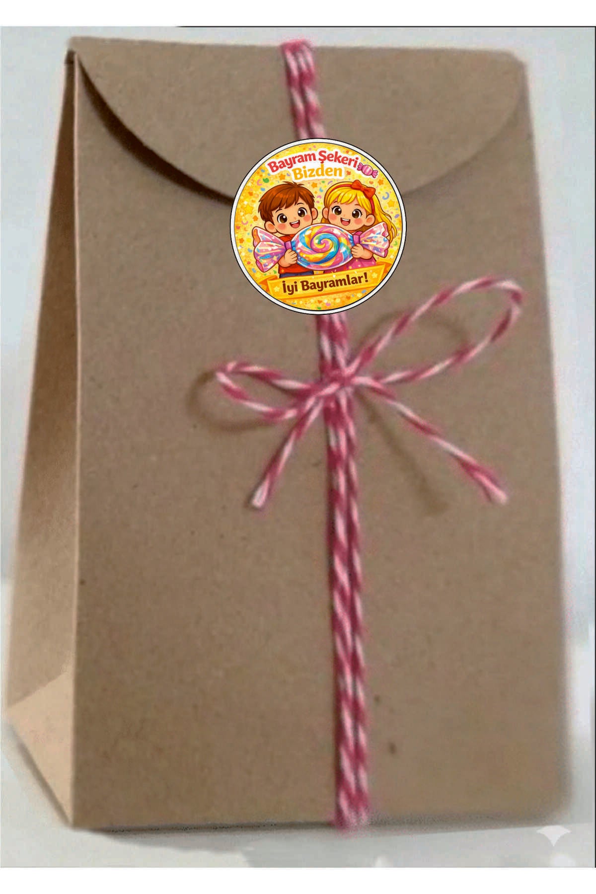 İyi Bayramlar yazılı, Paketleme Kutularına Özel Tasarım Etiketler 4 cm Çapında 15 Adet Etiket