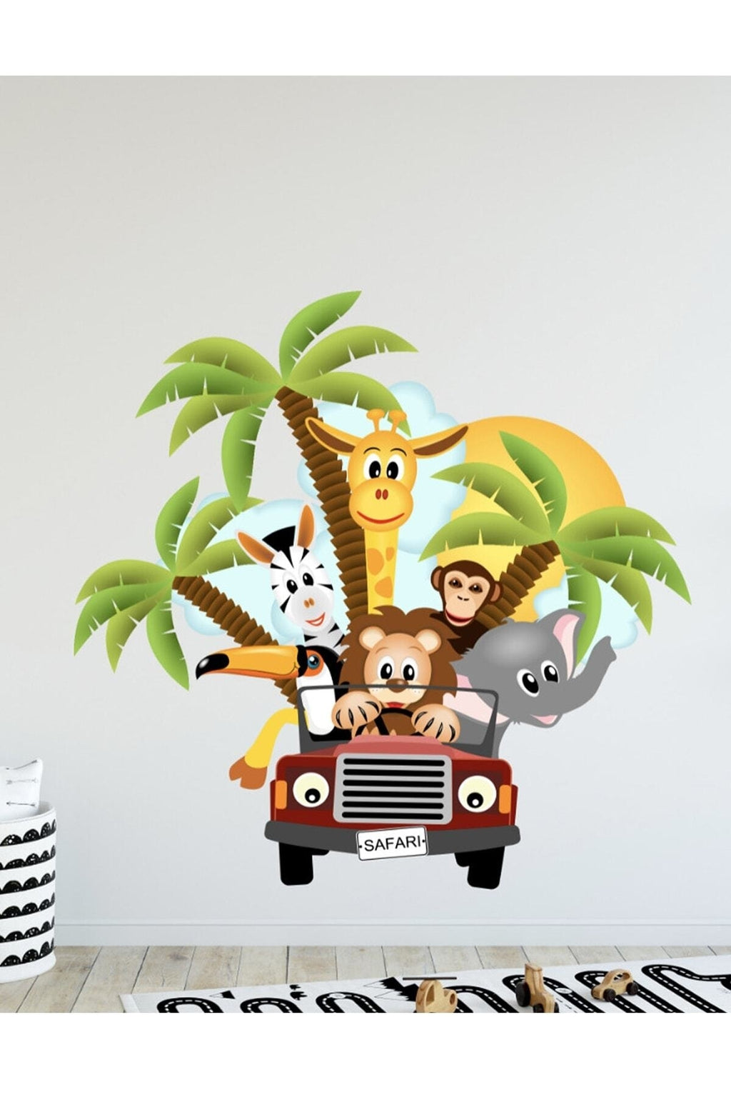 Safari Hayvanlar Araçta Duvar Sticker Seti