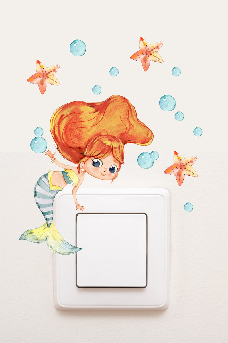 Star Works - Priz- Deniz Kızı Baloncuklar Dekoratif Priz Sticker