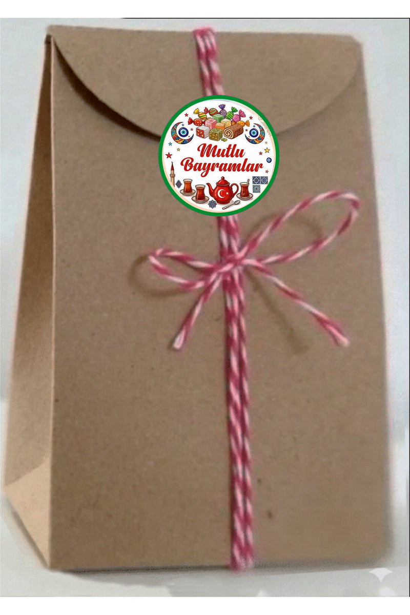 Mutlu Bayramlar yazılı, Paketleme Kutularına Özel Tasarım Etiketler 4 cm Çapında 15 Adet Etiket
