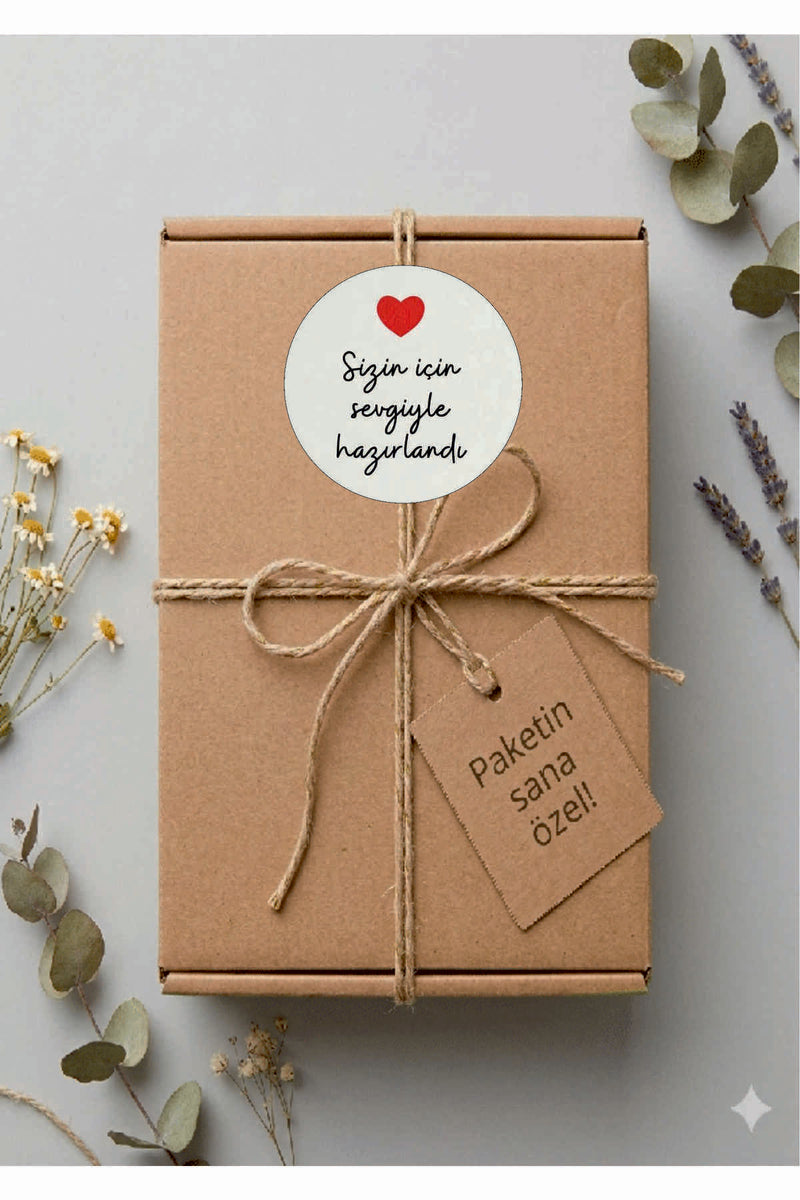 Paketlemeye özel 30 adet sticker, (farklı trend modeller ile mağazamızda kampanyalı olarak satışta)