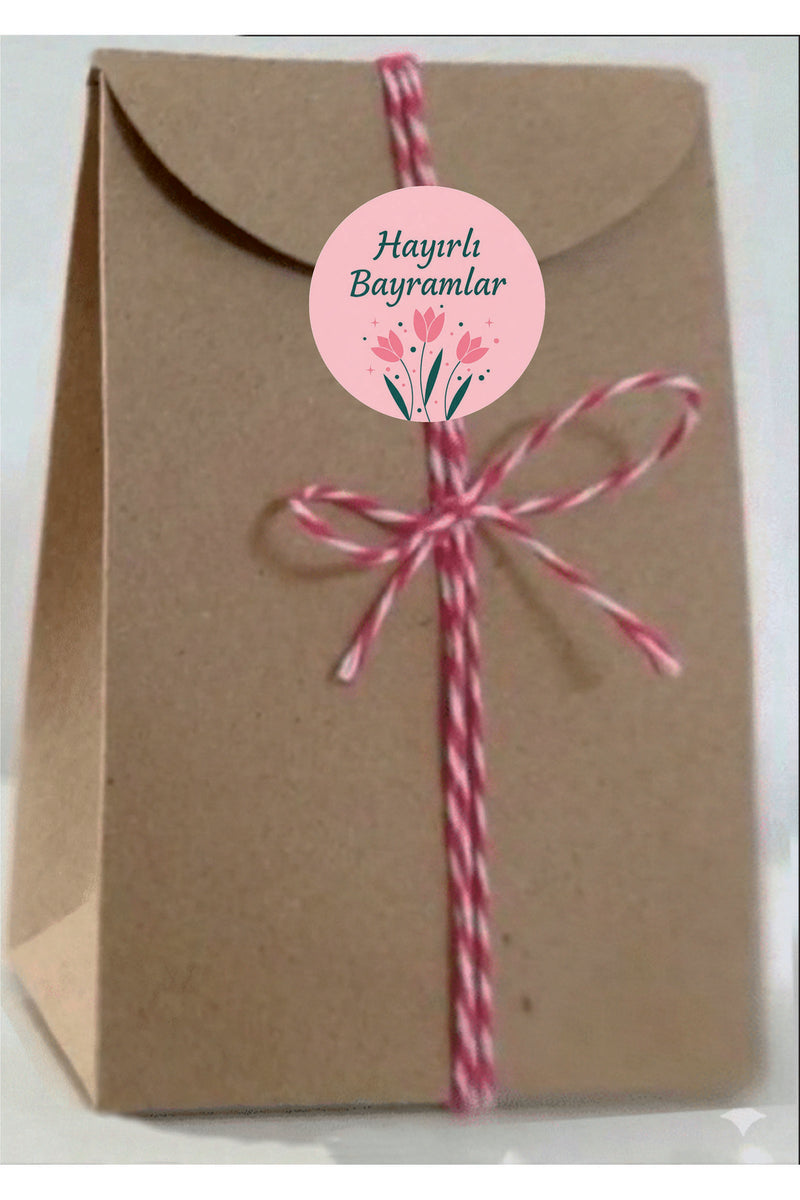 Hayırlı Bayramlar yazılı, Paketleme Kutularına Özel Tasarım Etiketler 4 cm Çapında 15 Adet Etiket