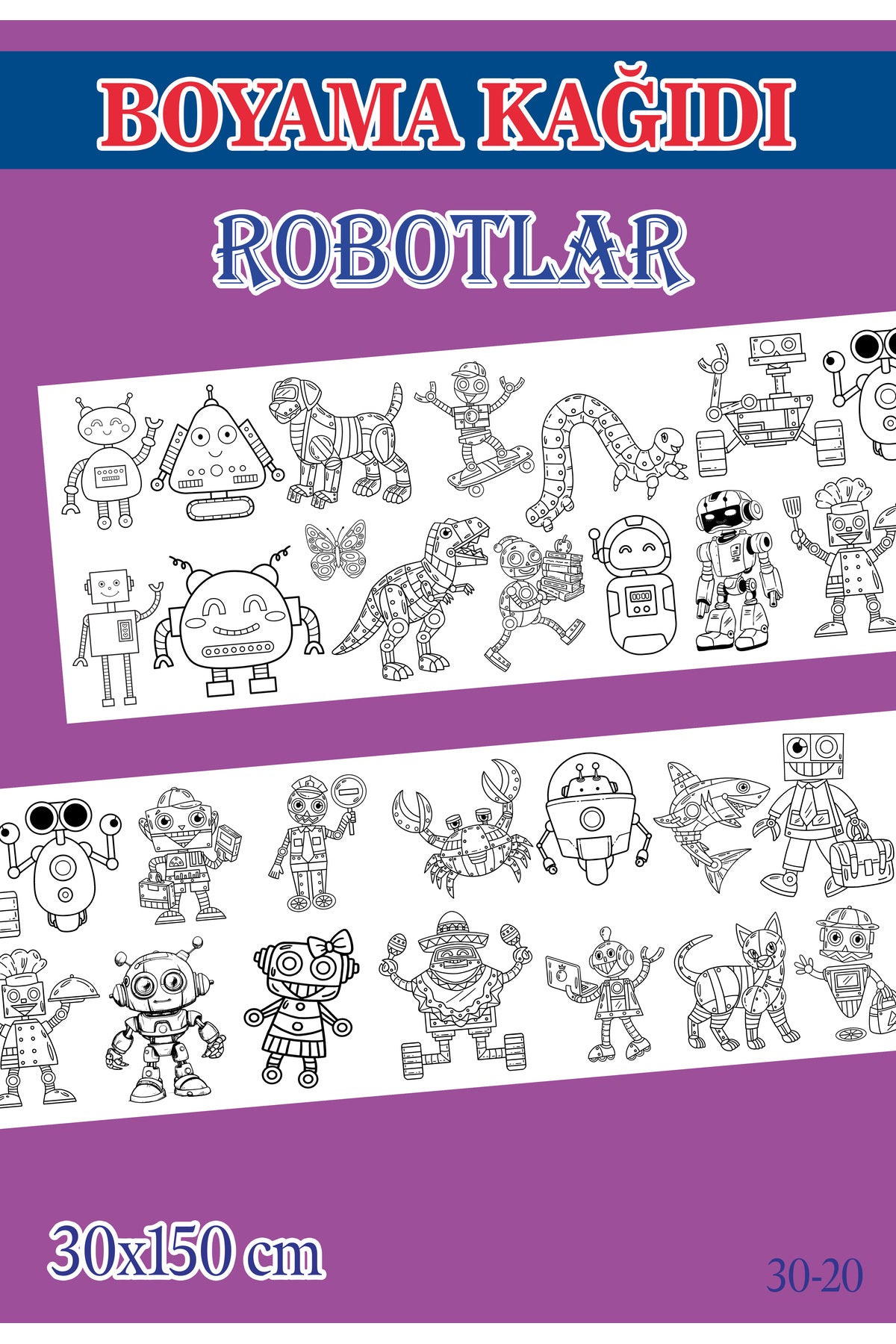 1,5 mt Robotlar Tema Çocuk Aktivite Dev Boyama Kağıdı