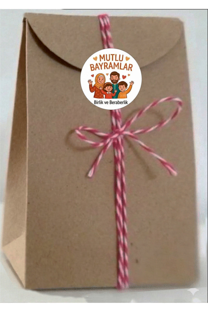 Mutlu Bayramlar yazılı, Paketleme Kutularına Özel Tasarım Etiketler 4 cm Çapında 15 Adet Etiket