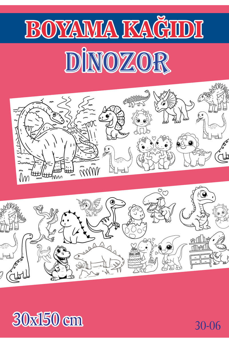 1,5 mt Dinozor Tema Çocuk Aktivite Dev Boyama Kağıdı