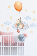 Turuncu Sevimli Fare Ve Balon Duvar Sticker Seti