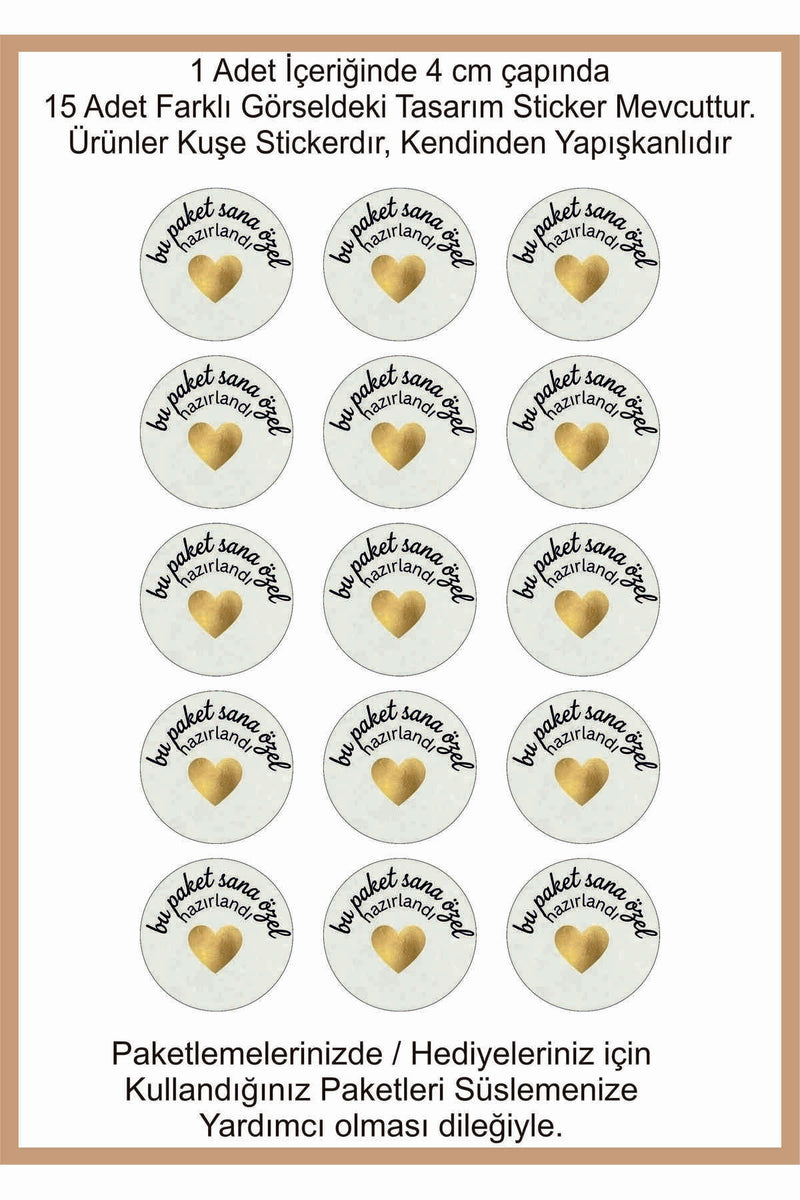 Paketlemeye özel 30 adet sticker, (farklı trend modeller ile mağazamızda kampanyalı olarak satışta)