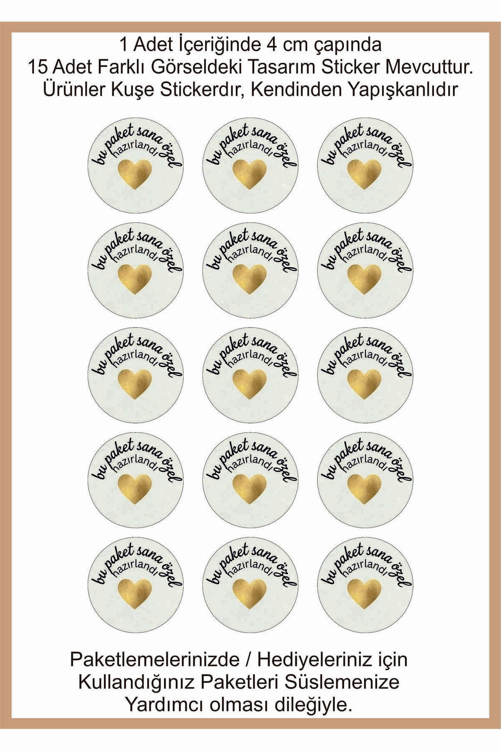 Paketlemeye özel 30 adet sticker, (farklı trend modeller ile mağazamızda kampanyalı olarak satışta)