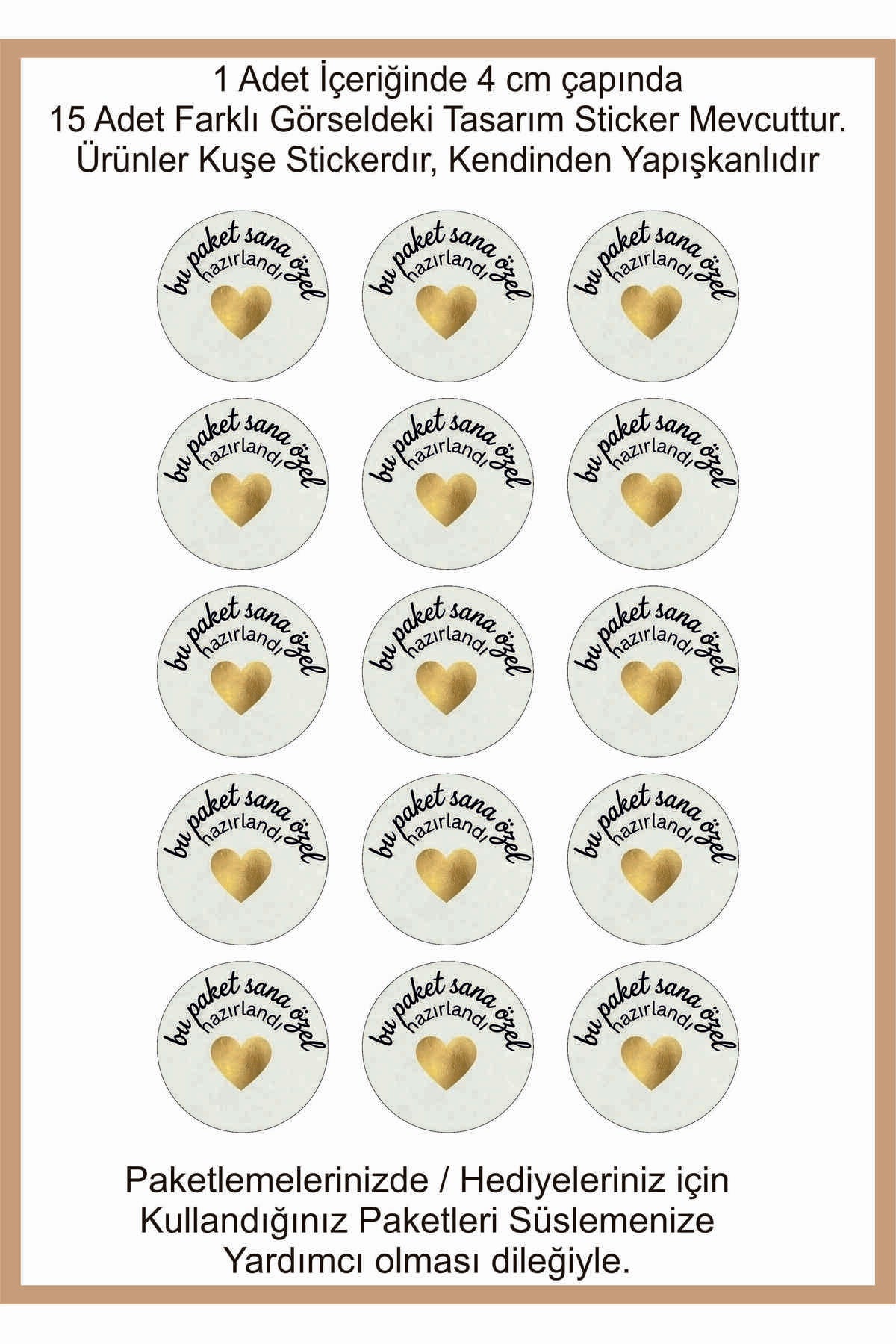 Paketlemeye özel 30 adet sticker, (farklı trend modeller ile mağazamızda kampanyalı olarak satışta)