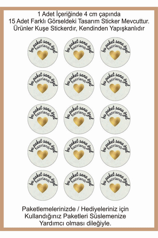 Paketlemeye özel 30 adet sticker, (farklı trend modeller ile mağazamızda kampanyalı olarak satışta)