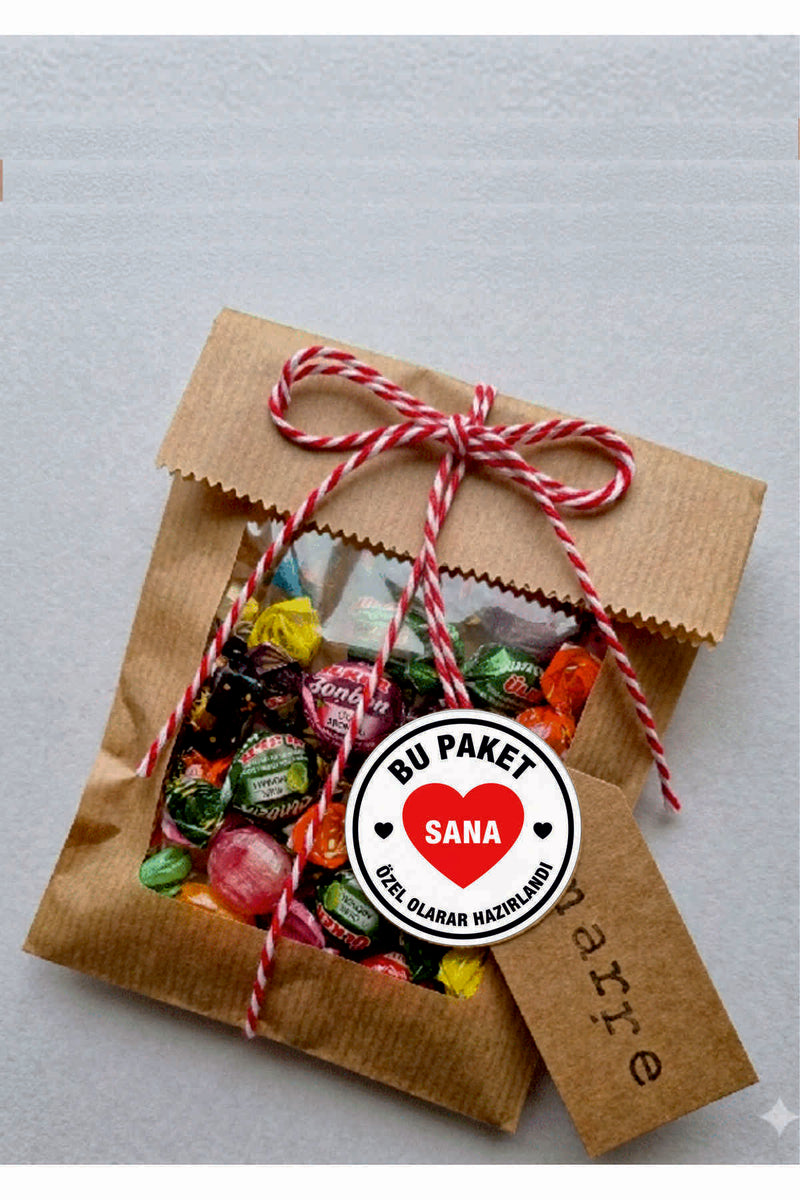 Paketleme Kutularına Özel Tasarım Etiketler 4 cm Çapında 15 Adet Sizin için sevgiyle hazırlandı