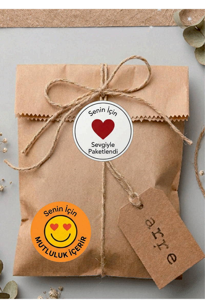 Paketlemeye özel 60 adet sticker, 15 farklı model karışık olarak