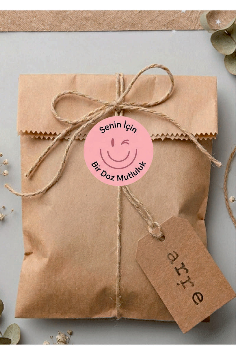 Paketleme Kutularına Özel Tasarım Etiketler 4 cm Çapında 15 Adet