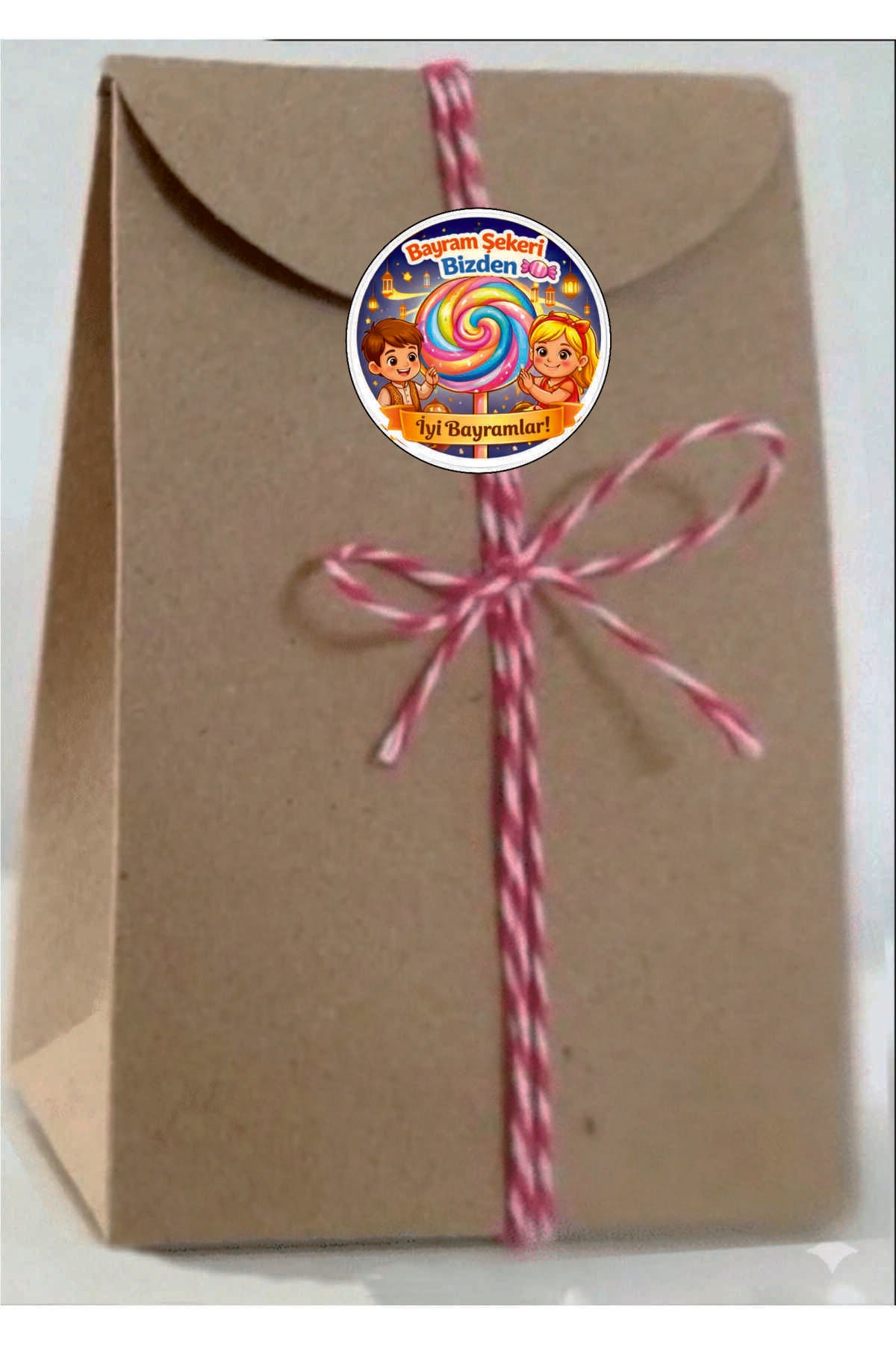 İyi Bayramlar yazılı, Paketleme Kutularına Özel Tasarım Etiketler 4 cm Çapında 15 Adet Etiket