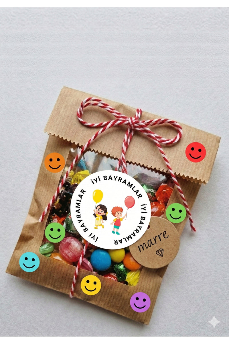 Paketlerinizi süslemenize Yardımcı gülen surat renkli emojiler Etiketi