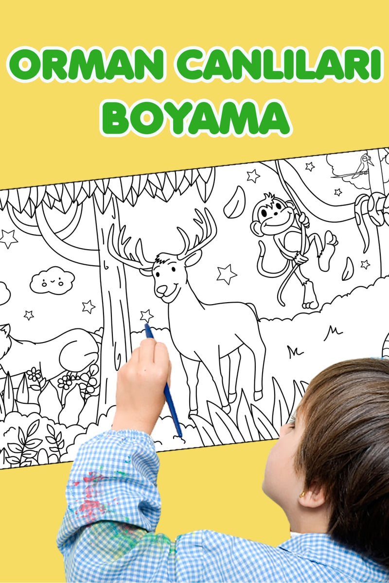 Boyama Orman Canlıları Tema Eğitici Tatil Etkinlik Aktivite Boyama Kağıdı