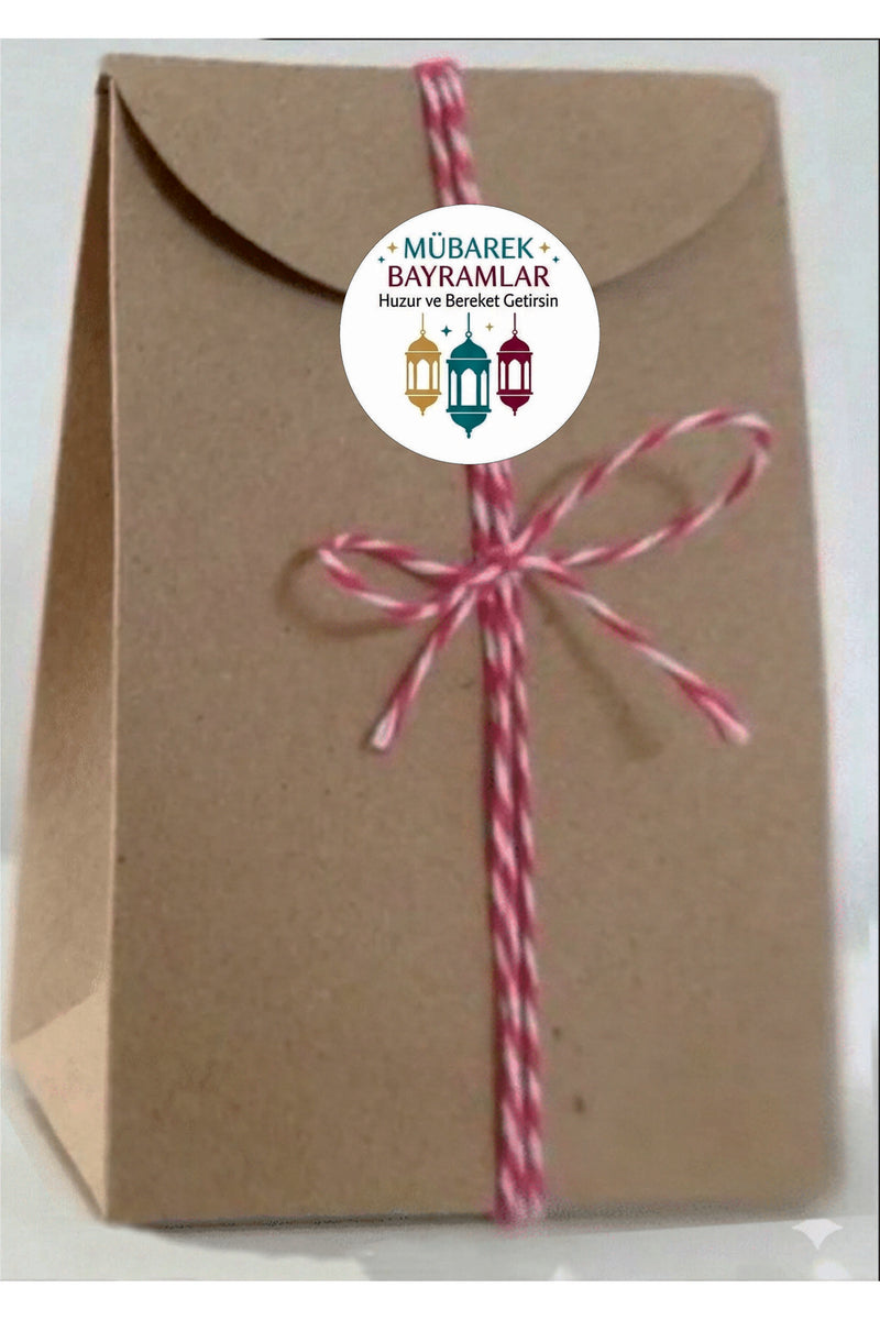Mübarek Bayramlar yazılı, Paketleme Kutularına Özel Tasarım Etiketler 4 cm Çapında 15 Adet Etiket