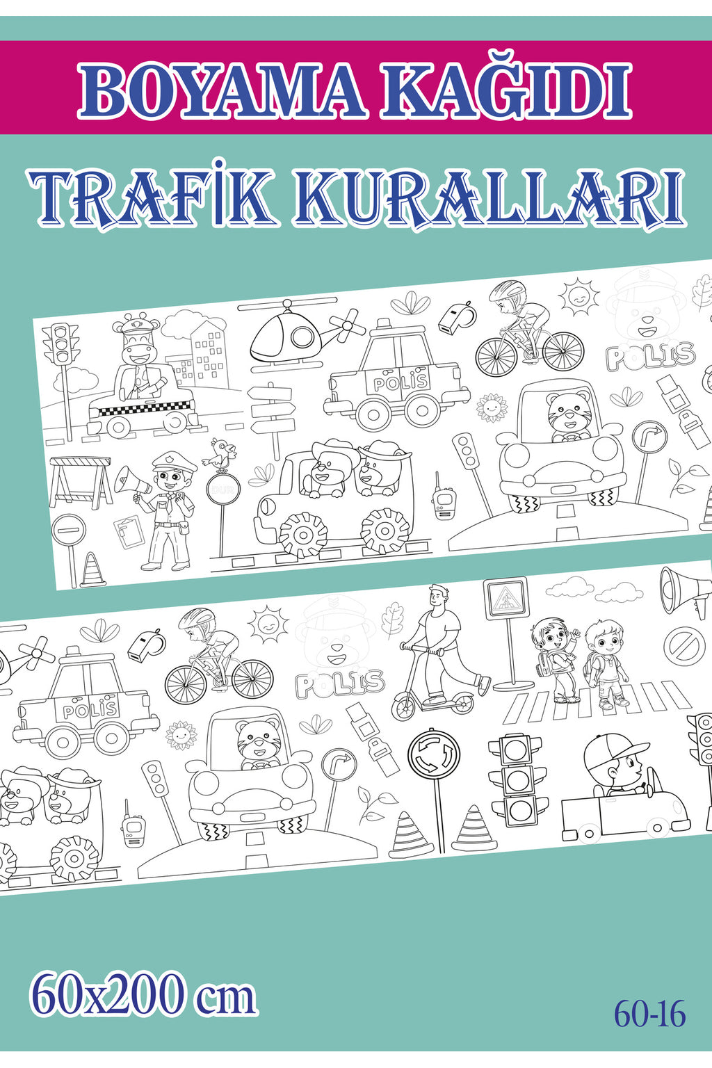 2 mt Trafik Kuralları Tema Çocuk Aktivite Dev Boyama Kağıdı