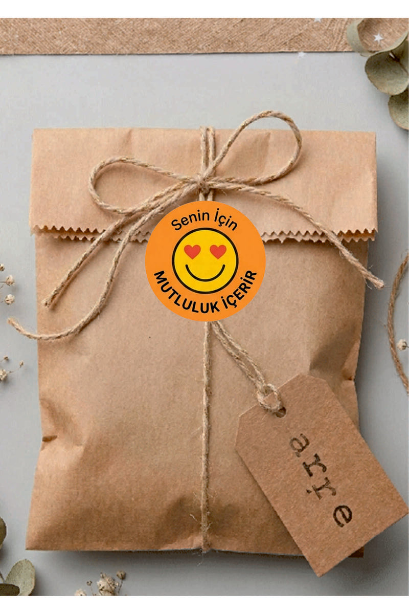 Paketleme Kutularına Özel Tasarım Etiketler 4 cm Çapında 15 Adet
