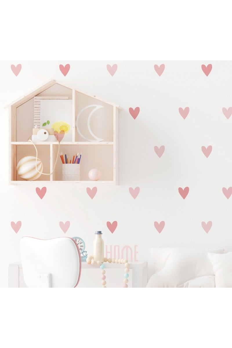 Star Works Soft Pembe Kalpler Oda Süsleme Dekoratif Sticker - 95 Adet