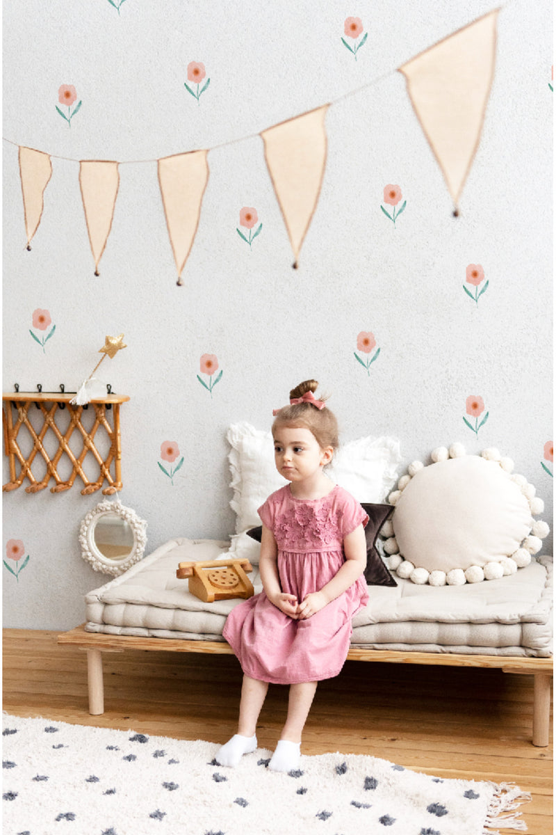Pembe Çiçek Rüyası Bebek Odası Süsleme Duvar Sticker