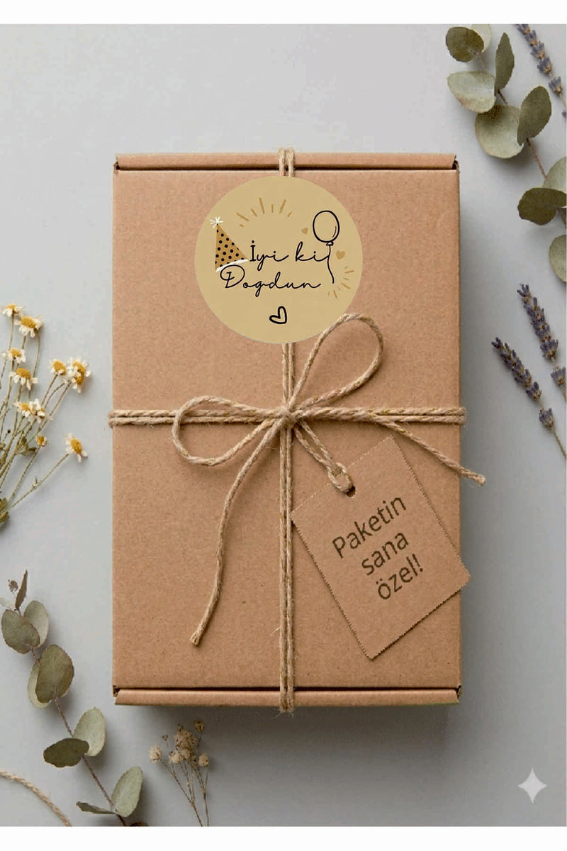 Doğum Günü tebrik sticker seti, 4x4 cm 15 adet Etiket seti