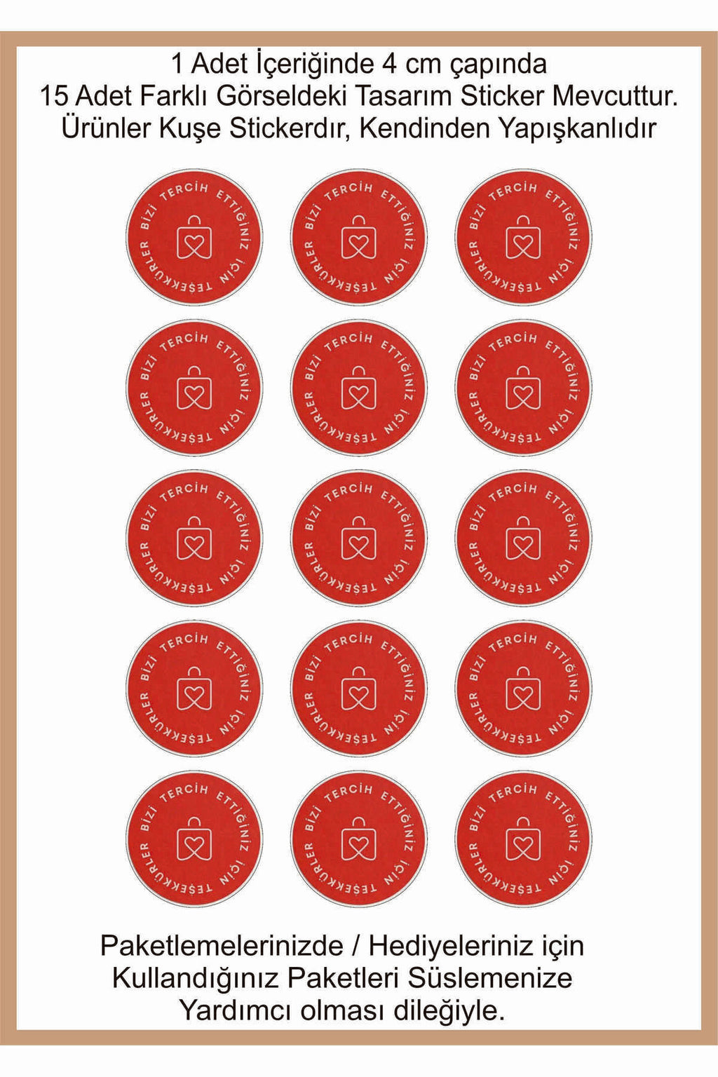 Paketlemeye özel 30 adet sticker, (farklı trend modeller ile mağazamızda kampanyalı olarak satışta)
